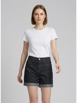 KOTTY - Women High-Rise Ebony Black Casual Shorts