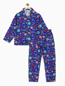 Campana - Kids 100% Cotton Pyjama Nightsuit - Space Adventure Print - Blue (Set of 2)