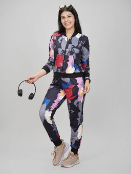 She N She - Grey Printed Regular Fit Jacket and Pant