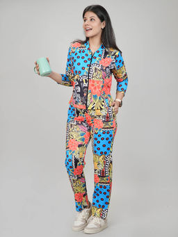 She N She - Multi-Color Printed Regular Fit Jacket and Pant
