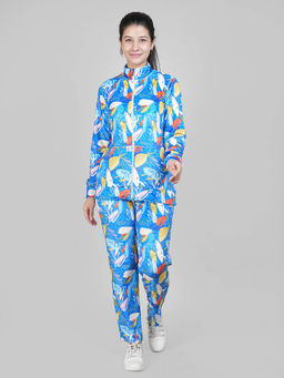 She N She - Blue Printed Regular Fit Jacket and Pant