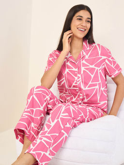 Sweet Dreams - Pink Printed Regular Fit Shirt and Pyjama