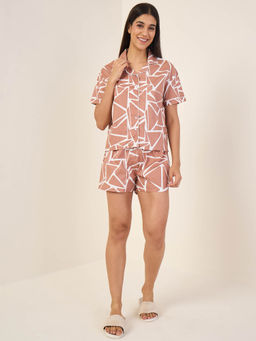Sweet Dreams - Brown Printed Regular Fit Shirt and Shorts