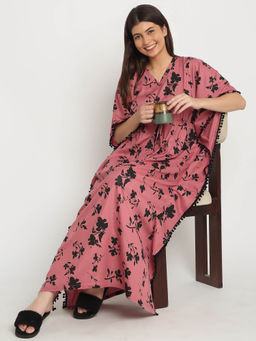 Sweet Dreams - Pink Printed Regular Fit Kaftan Night Dress