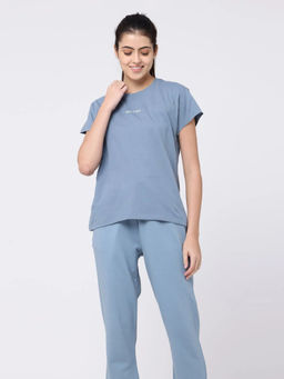 Saltpetre - Women Blue Keep It Real Round Neck T-Shirt