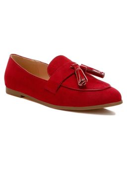 Rag & Co - Red Micro Suede Tassel Ballerina