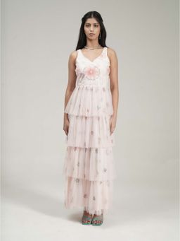 Galocher Clothing - White Ruffle Gleam Dress