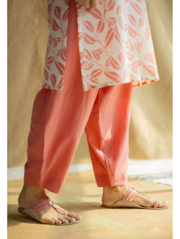The Indian Ethnic Co. - Coral Solid Slub Cotton Salwar Pant