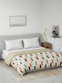 Ddecor Live Beautiful - Cotton Stripes 80 GSM Summer Reversible Double Dohar - Brown (Queen)