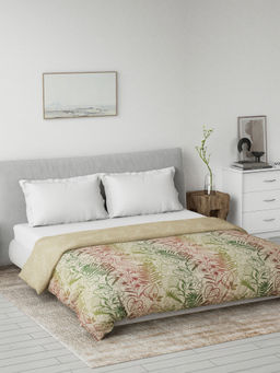 Ddecor Live Beautiful - Cotton Leaves 80 GSM Summer Reversible Double Dohar - Green (Queen)