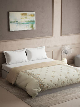 Ddecor Live Beautiful - Cotton Ethnic 80 GSM Summer Reversible Double Dohar - Beige (Queen)