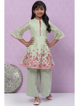 Biba - Girls Green Printed Palazzo (Set of 2)