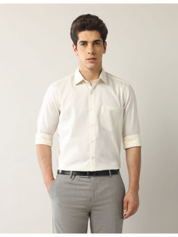 Arrow - Men Micro Checks Autopress Slim Fit Shirt Off White