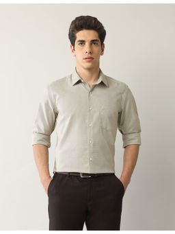 Arrow - Men Textured Manhattan Slim Fit Autopress Shirt Brown