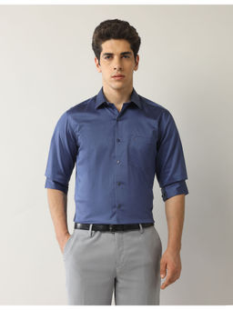 Arrow - Men Textured Liberty Regular Fit Autopress Flx Shirt Navy Blue