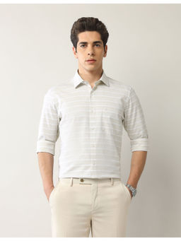 Arrow - Men Horizontal Stripes Liberty Regular Fit Shirt Beige