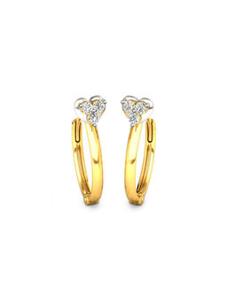 Candere by Kalyan Jewellers - 14K BIS Hallmark Yellow Gold and I2GH Diamond Earrings