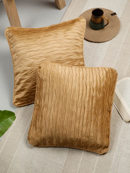 Rosara Home - Fabric Manipulation Square Cushion Covers (Pack Of 2)