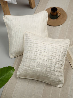 Rosara Home - Fabric Manipulation Square Cushion Covers (Pack Of 2)