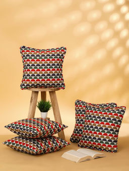 Rosara Home - Textured Jacquard Square Cushion Covers (Pack Of 5)