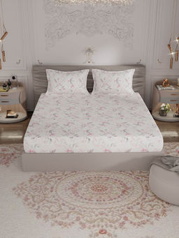 Rosara Home - Blush Floral 300 Tc Bedsheet with Pillow Covers