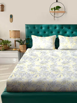 Rosara Home - Yellow Floral 200 Tc Bedsheet with Pillow Covers