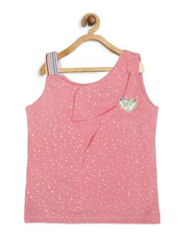 TINY GIRL - Sleeveless Polka Dotted Top - Pink