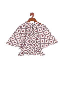 TINY GIRL - Floral Motif Printed Top - Red