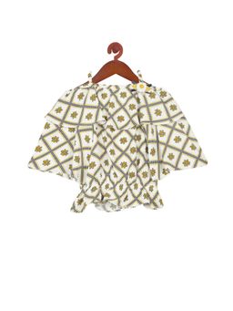 TINY GIRL - Floral Motif Printed Top - Mustard Yellow