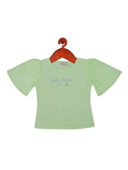 TINY GIRL - Half Sleeves Make Yourself Proud Text Printed Top - Green