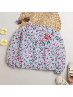 TINY GIRL - Full Sleeves Floral Printed Top - Gray