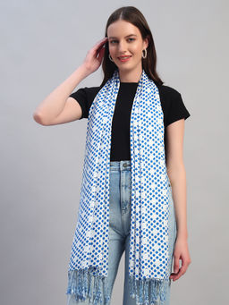 Cantabil - Blue Printed Viscose Scarf