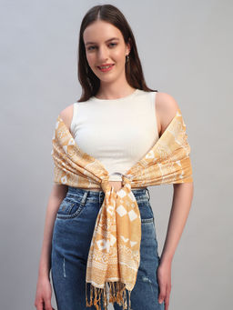 Cantabil - Beige Printed Viscose Scarf