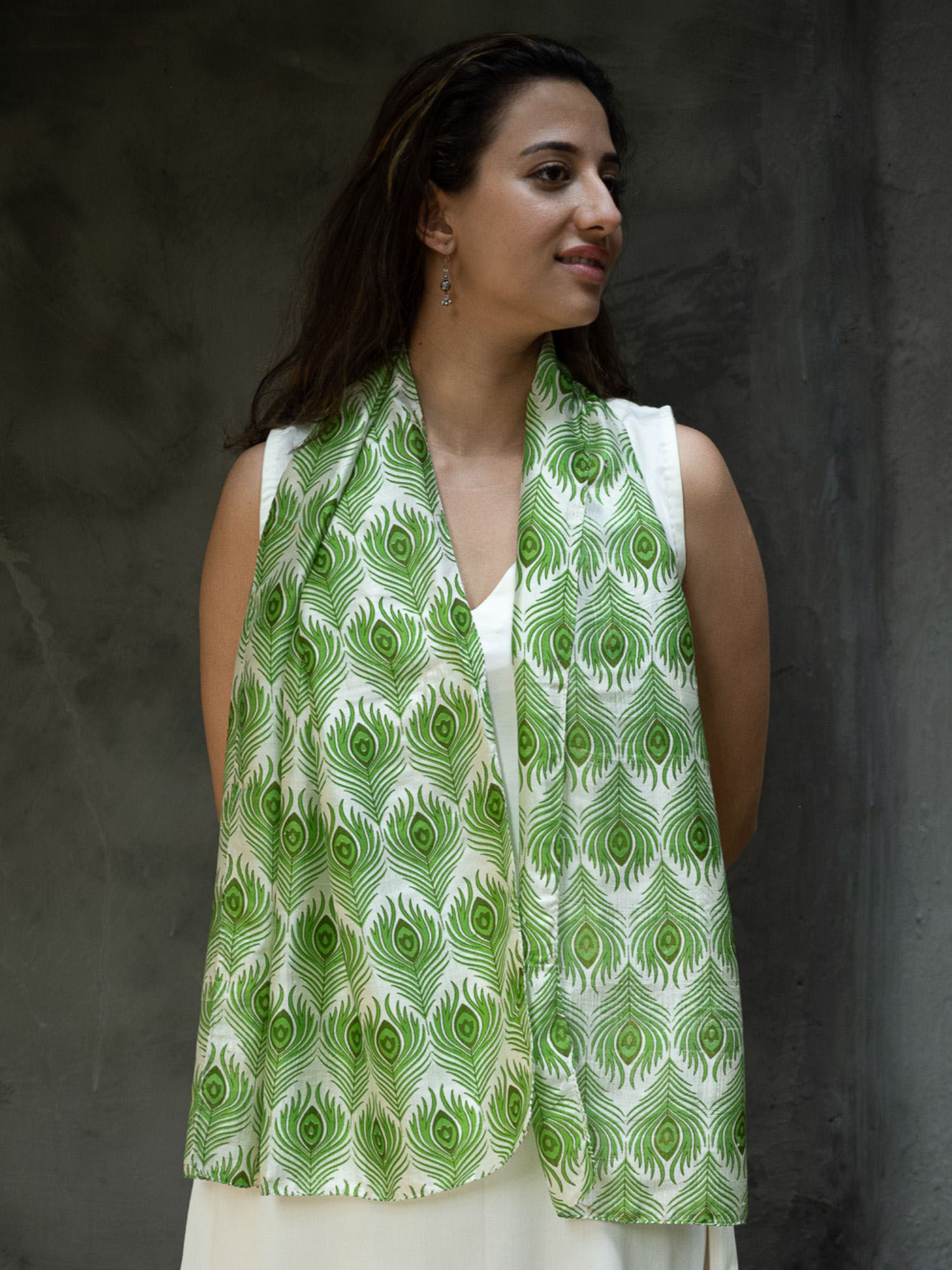 Green Printed Silk Stole-picture-38