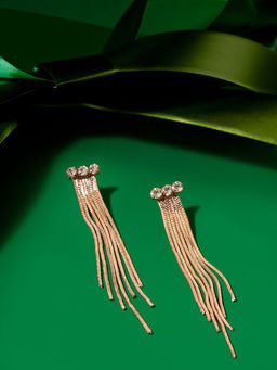 Zaveri Pearls - Gold Tone Chain Fringe Contemporary Drop Earring - ZPFK16210
