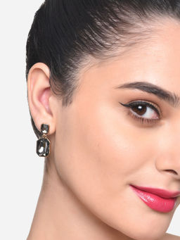 Zaveri Pearls - Grey Colour Crystal Shine Stones Contemporary Stud earring - ZPFK16216