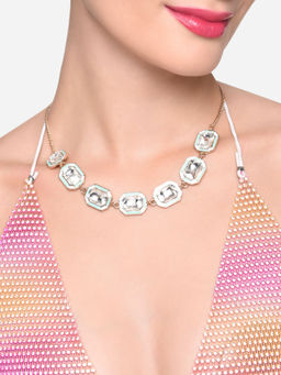 Zaveri Pearls - Mint Green & White Enamel Stones Embellished Party Necklace - ZPFK16222