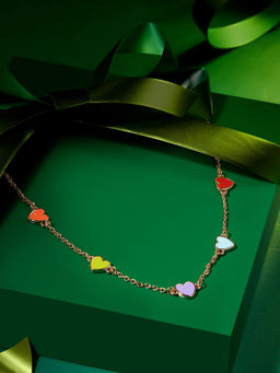 Zaveri Pearls - Multi-Color Enamel Hearts Contemporary Style Chain - ZPFK16223