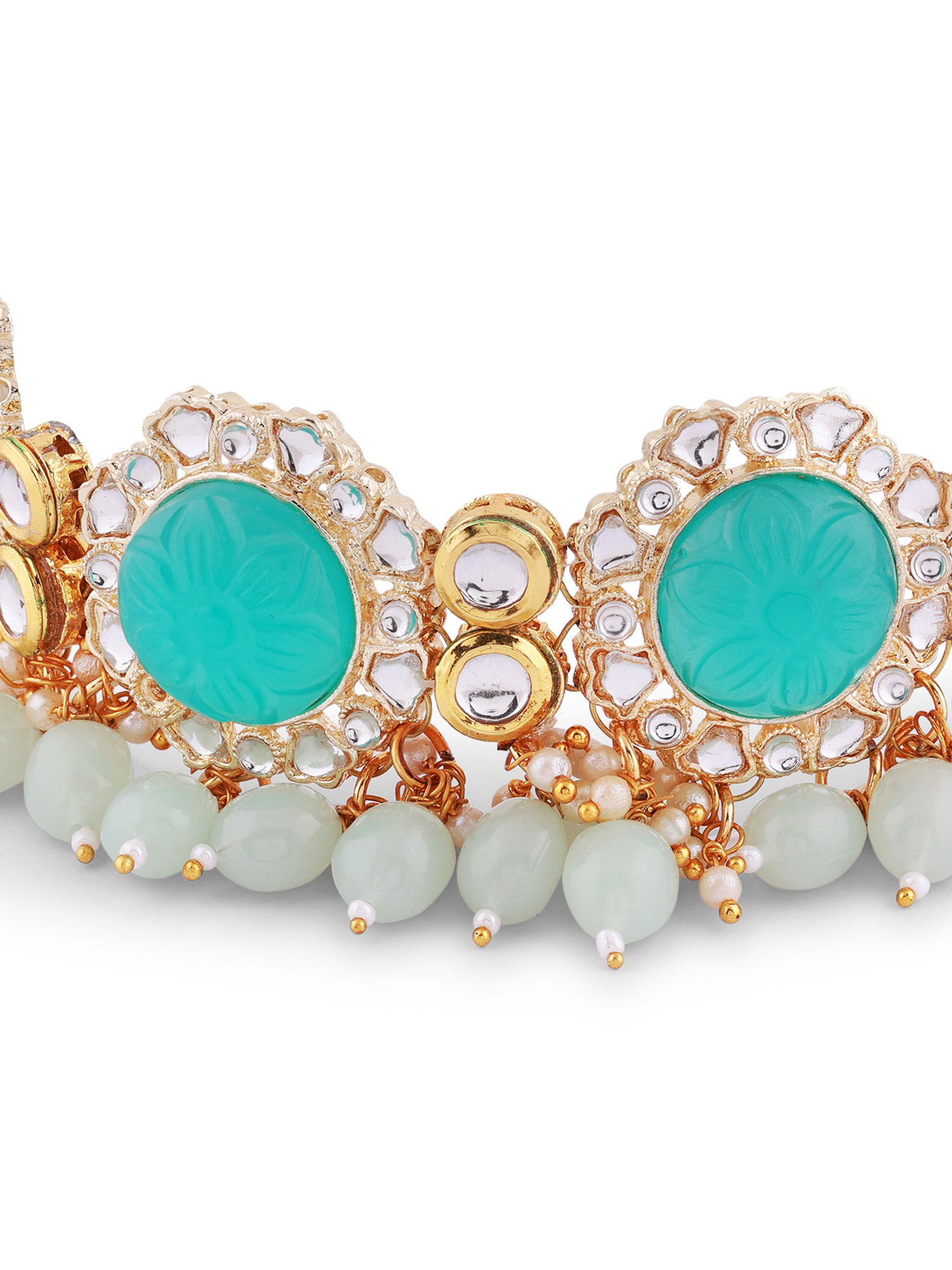 Buy Zaveri Pearls Blue Stones Beads Kundan Choker Necklace