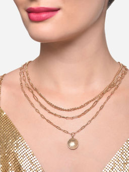 Zaveri Pearls - Gold Tone 3 Layers Contemporary Necklace & Chain - ZPFK16389