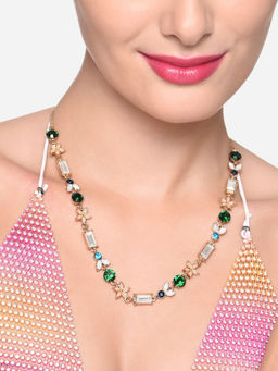 Zaveri Pearls - Multi Dazzling Stones Embellished Contemporary Necklace - ZPFK16391