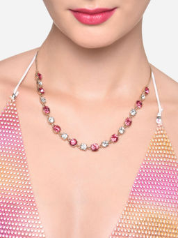 Zaveri Pearls - Red Dazzling Stones Embellished Bling Contemporary Necklace - ZPFK16392