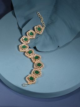 Zaveri Pearls - Green Stones & Dazzling Austrian Diamond Ethnic Bracelet - ZPFK16411