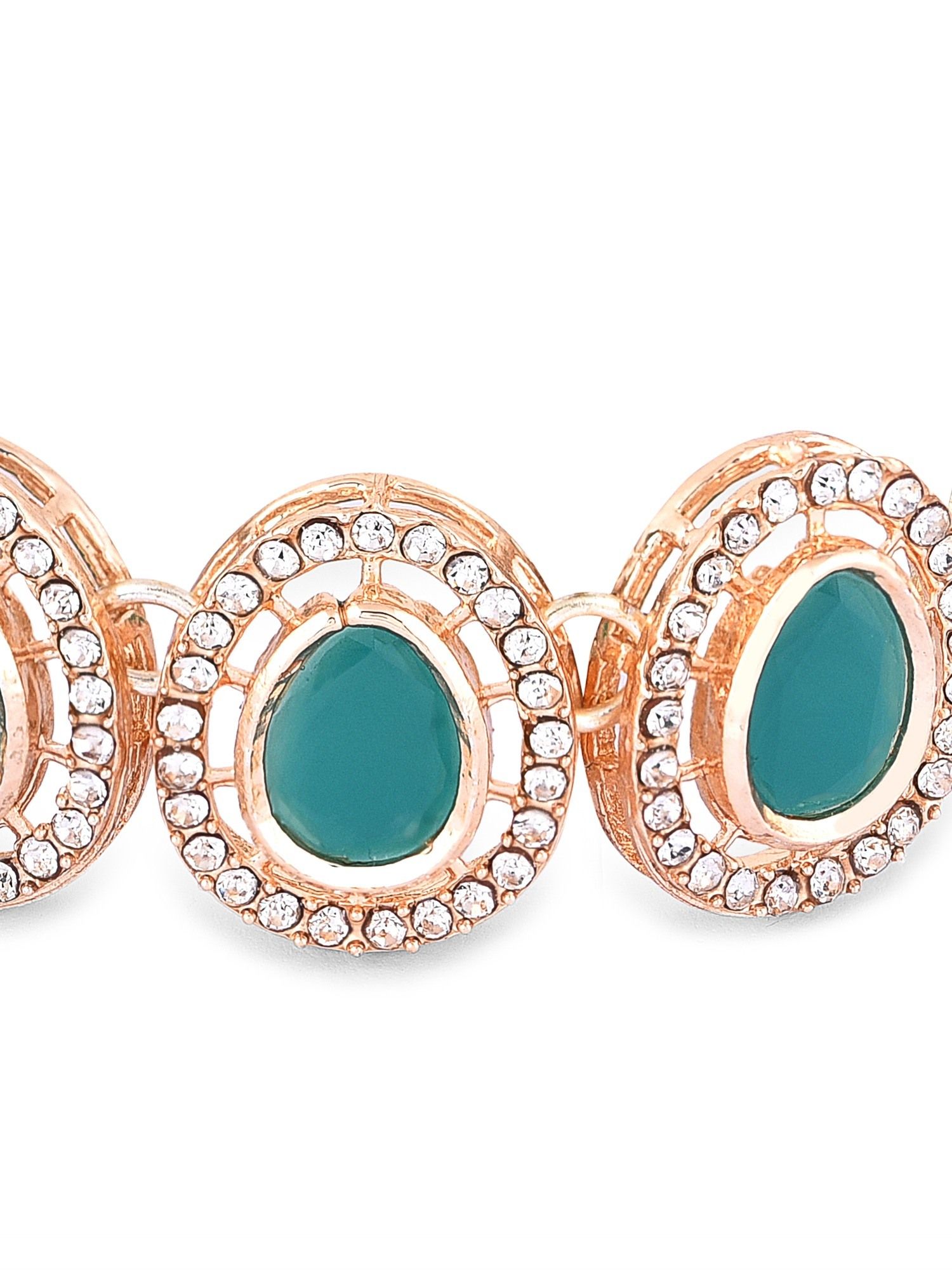Buy Zaveri Pearls Green Stones & Dazzling Austrian Diamond Ethnic