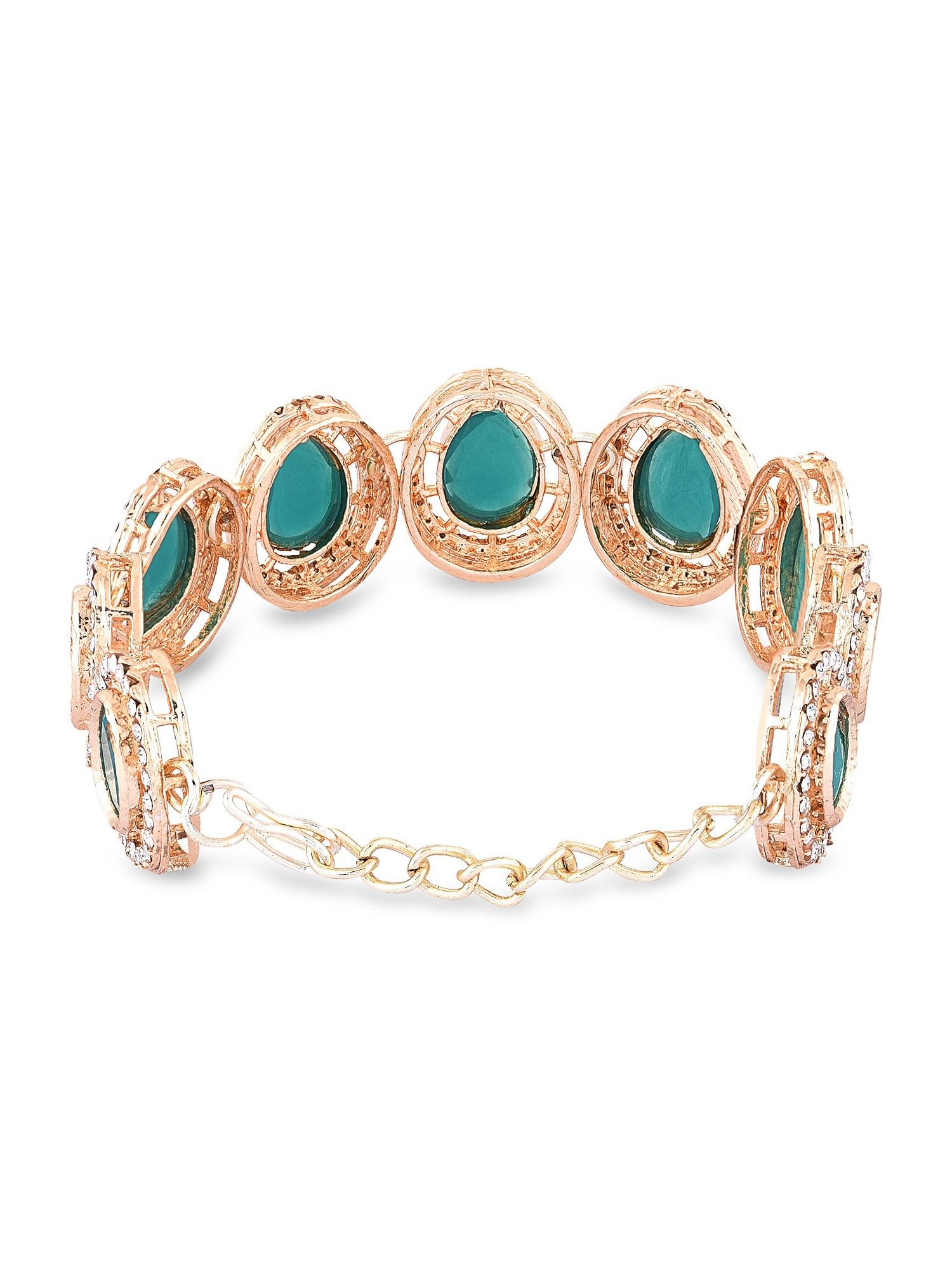 Buy Zaveri Pearls Green Stones & Dazzling Austrian Diamond Ethnic