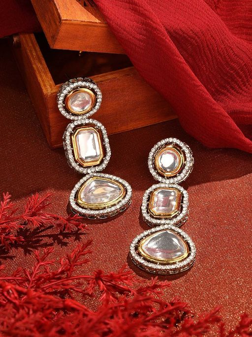 Zaveri Pearls Two Tone Artificial Stones & AD Dangle Earring - ZPFK16497 - ZPFK16497