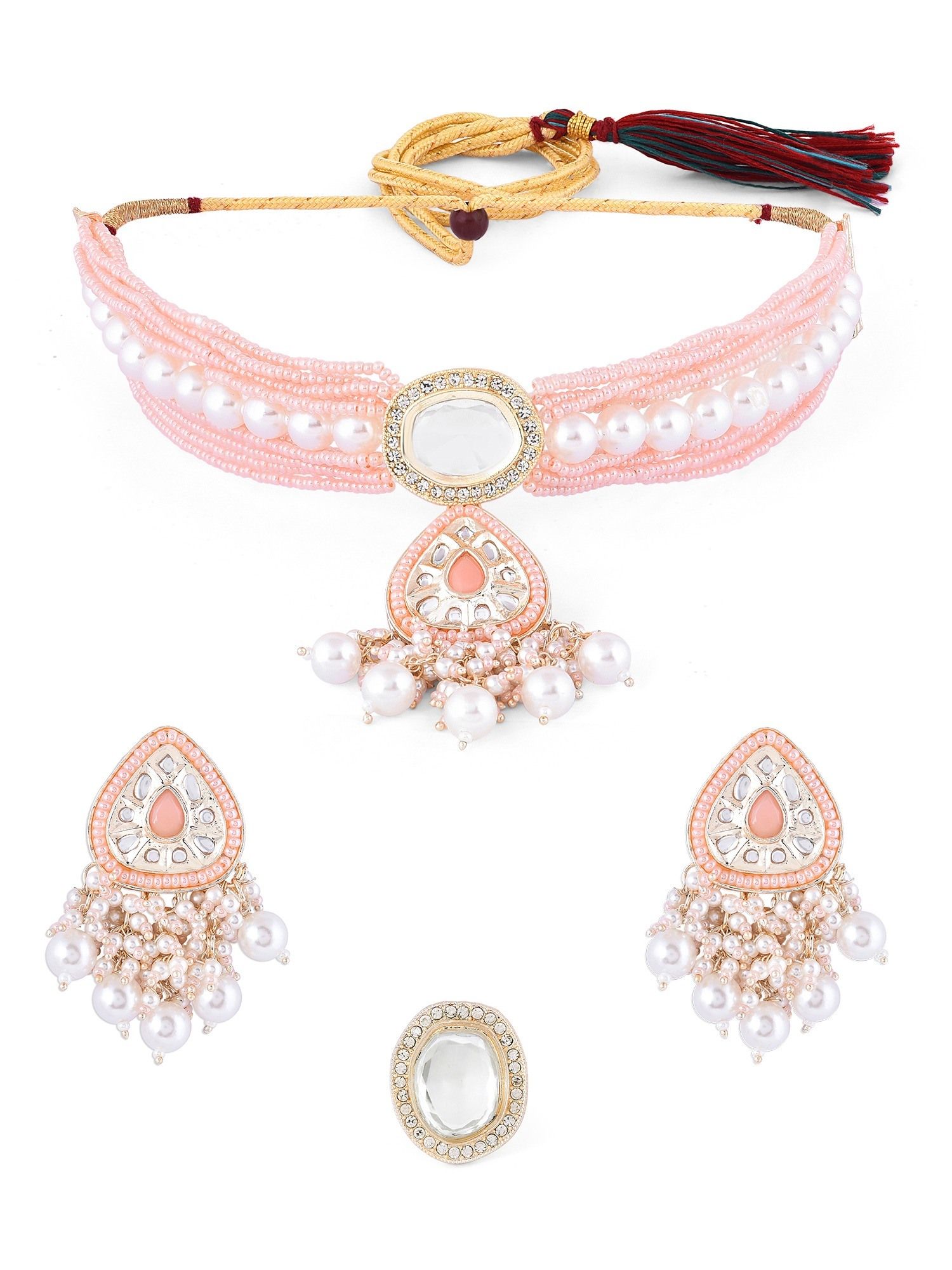 Sparkle4c_Jewelry専用 Buy ZAVERI PEARLS Beige Colour Artificial Stones Ethnic Choker