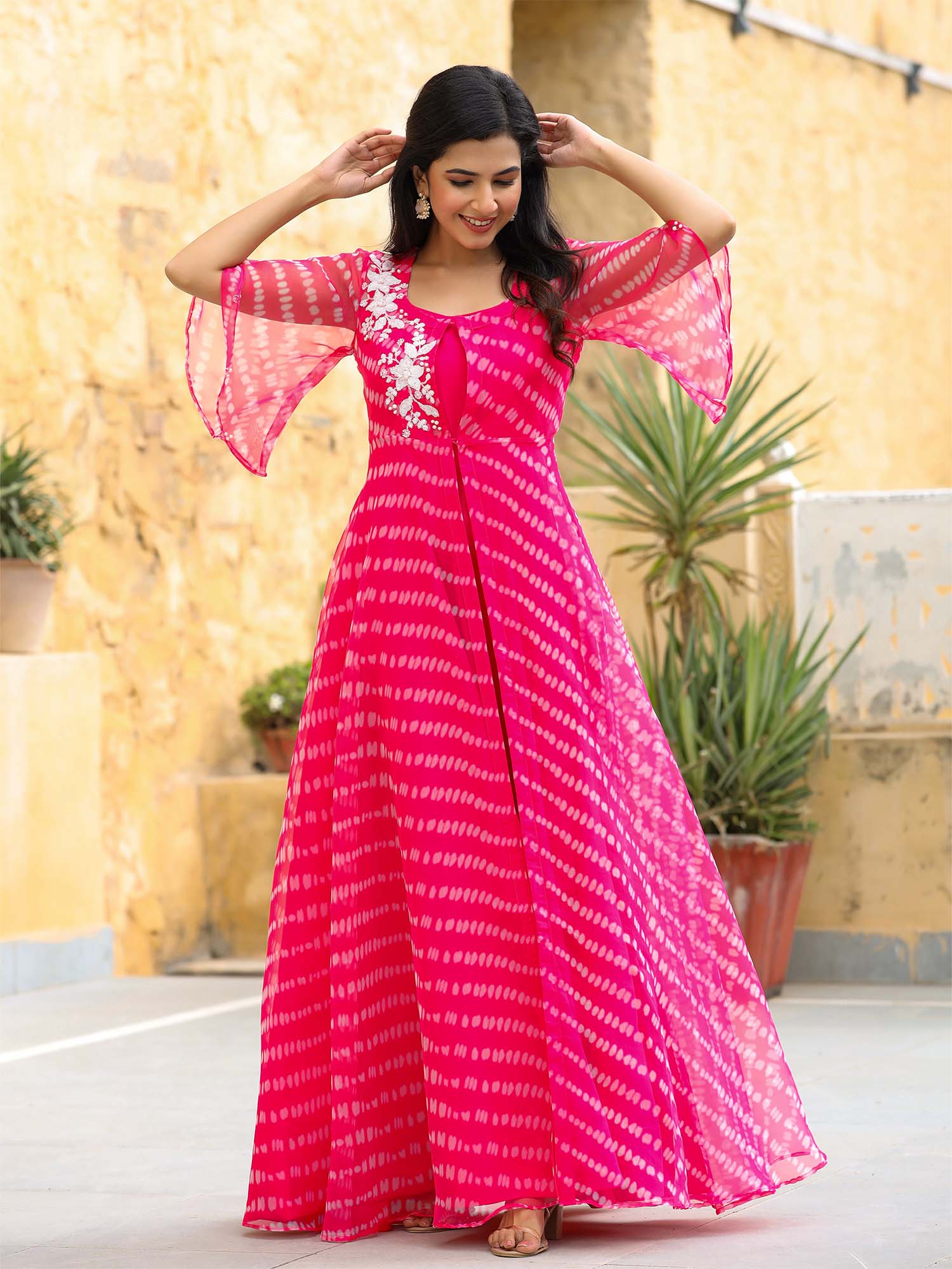 Hot Pink Layered Dress (Set of 2)-image-4