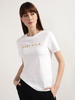 GANT - Women White Solid T-Shirt
