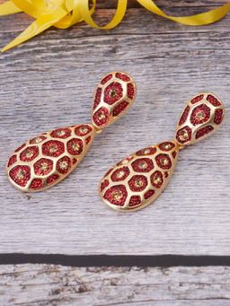 Estele - Gold Plated Chocolate Honey Comb Dangle Earrings for Women